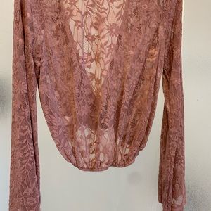 Lace Surplice sheer top